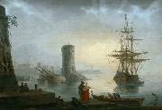 Adrien Manglard Mediterranean port oil painting on canvas